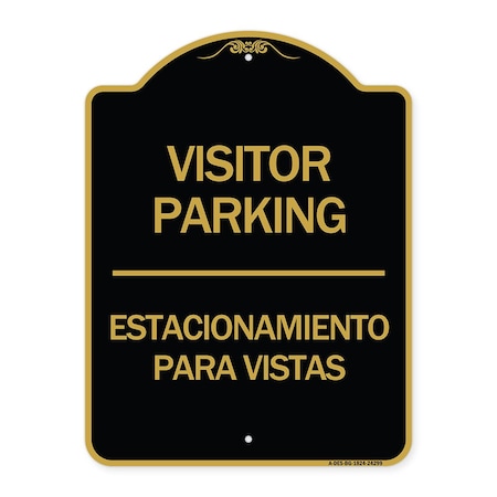 Signmission Bilingual Reserved Parking Visitor Parking Estacionamiento Para Visitas, Black & Gold, BG-1824-24299 A-DES-BG-1824-24299